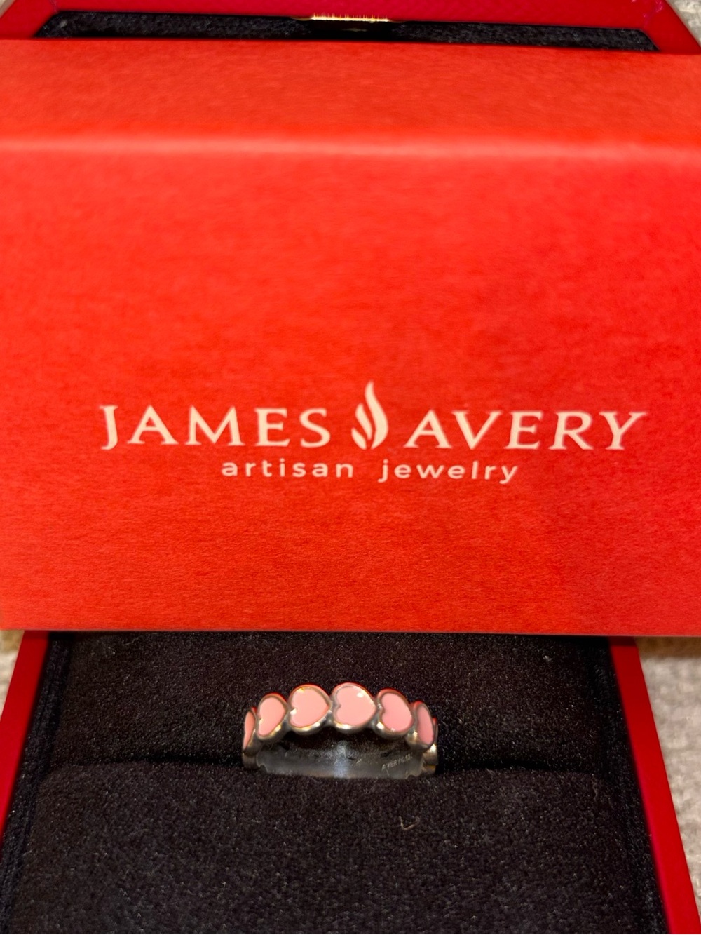 James Avery Enamel Connected Hearts Ring In Pink And Sterling Silver